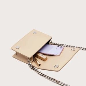 Cream Silver Chain Crossbody Purse